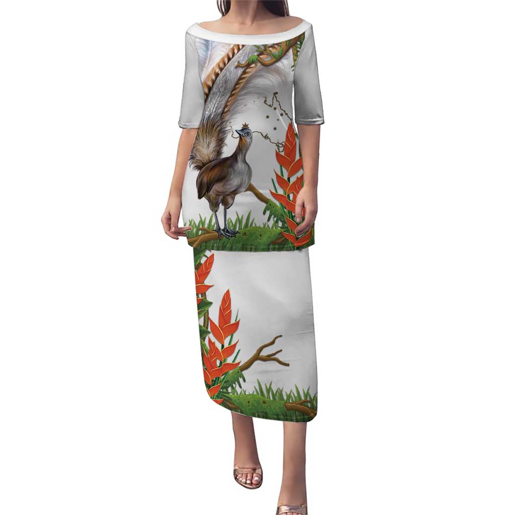 Australia Superb Lyrebird Puletasi Aussie Map - Rainforest Vibes