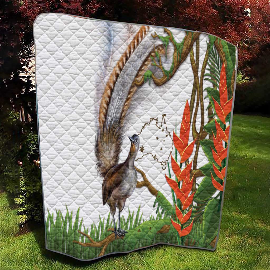 Australia Superb Lyrebird Quilt Aussie Map - Rainforest Vibes