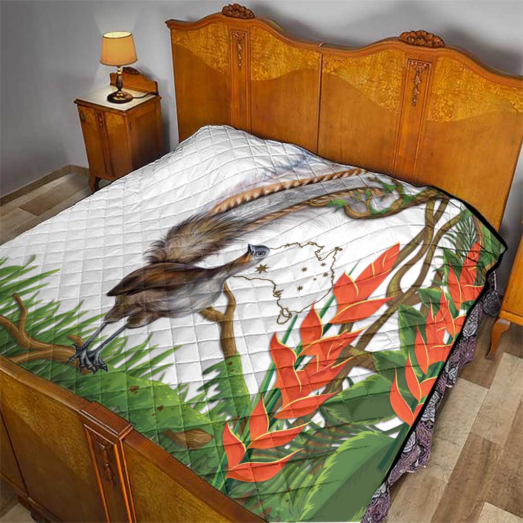 Australia Superb Lyrebird Quilt Aussie Map - Rainforest Vibes
