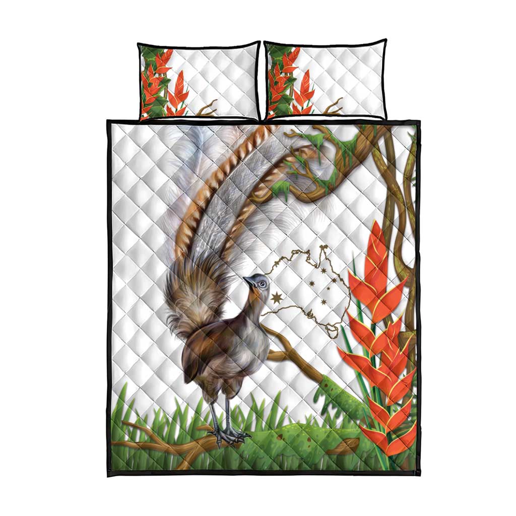 Australia Superb Lyrebird Quilt Bed Set Aussie Map - Rainforest Vibes