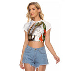 Australia Superb Lyrebird Raglan Cropped T Shirt Aussie Map - Rainforest Vibes