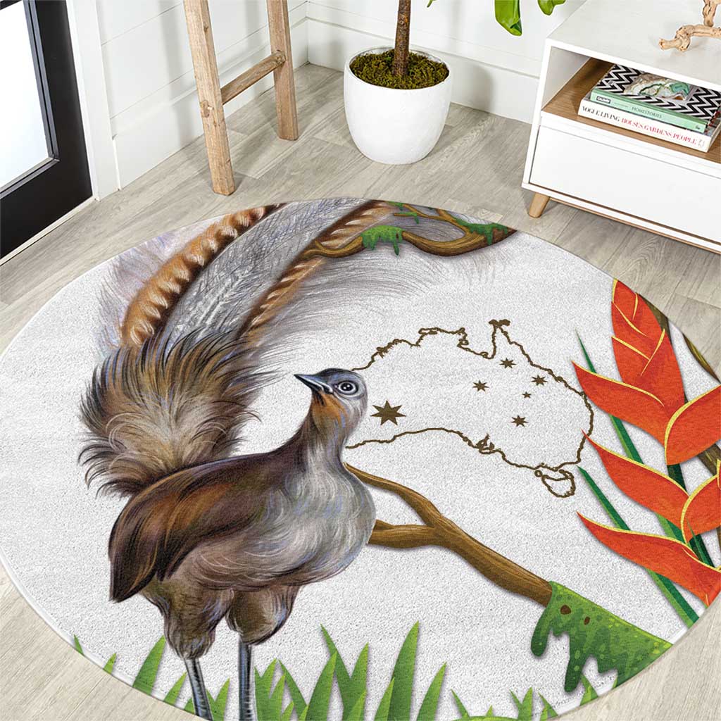 Australia Superb Lyrebird Round Carpet Aussie Map - Rainforest Vibes