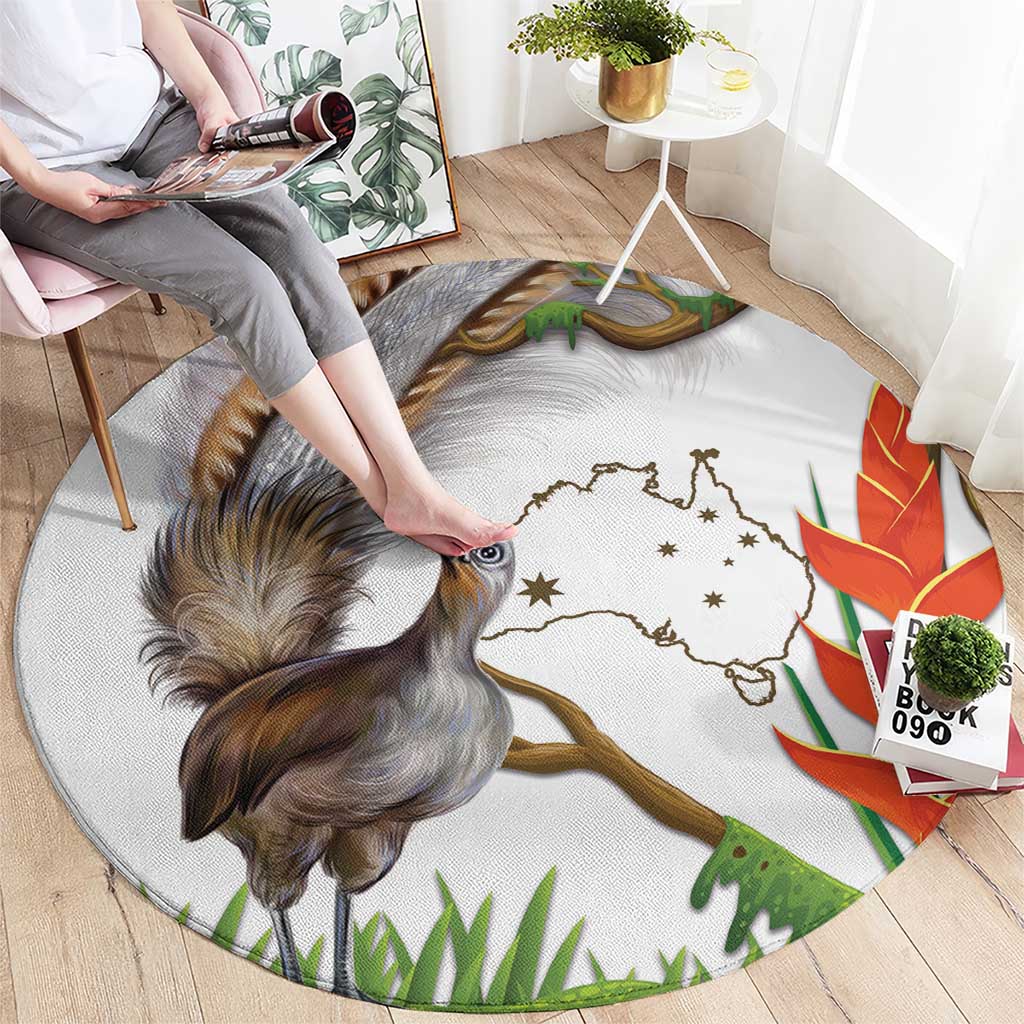 Australia Superb Lyrebird Round Carpet Aussie Map - Rainforest Vibes