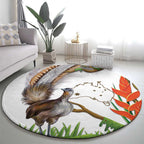 Australia Superb Lyrebird Round Carpet Aussie Map - Rainforest Vibes