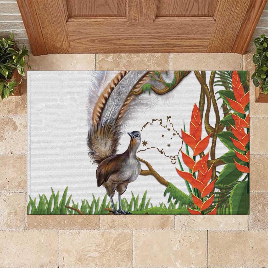 Australia Superb Lyrebird Rubber Doormat Aussie Map - Rainforest Vibes