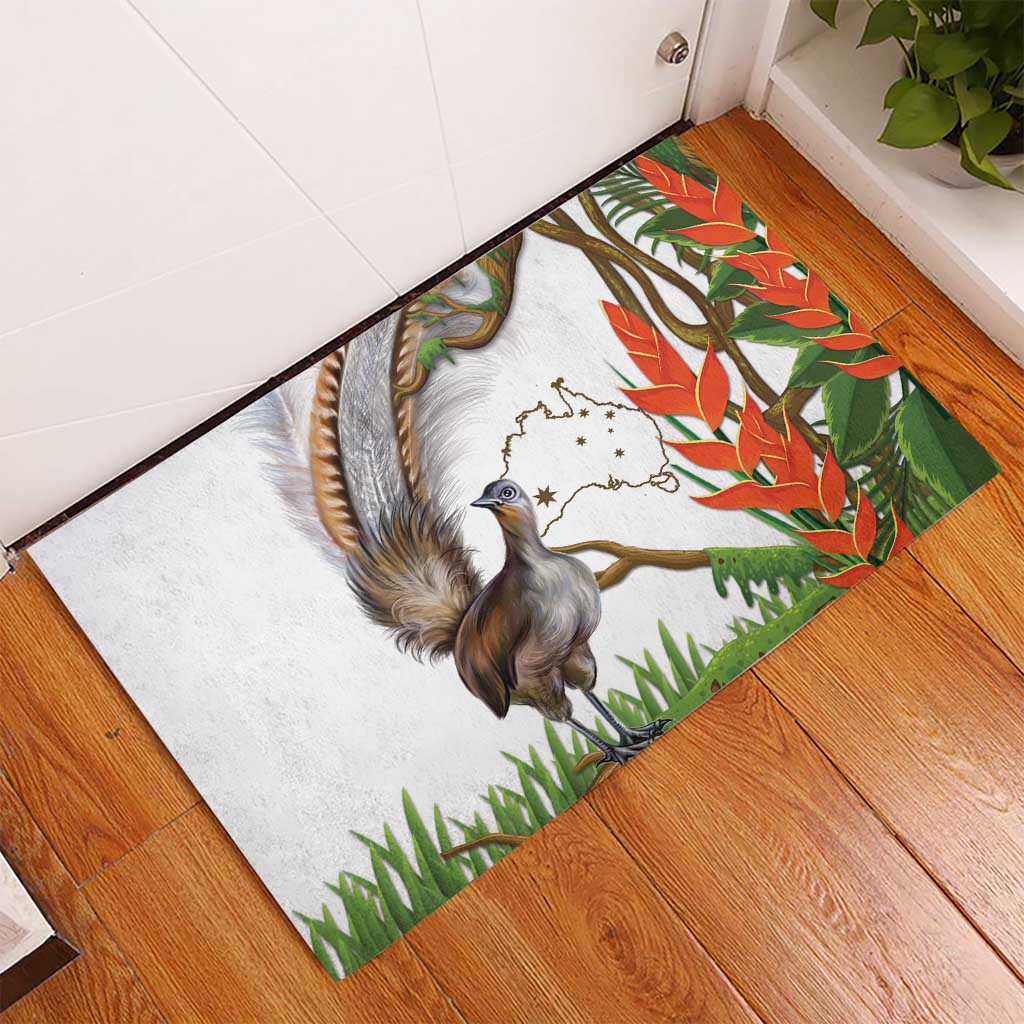 Australia Superb Lyrebird Rubber Doormat Aussie Map - Rainforest Vibes