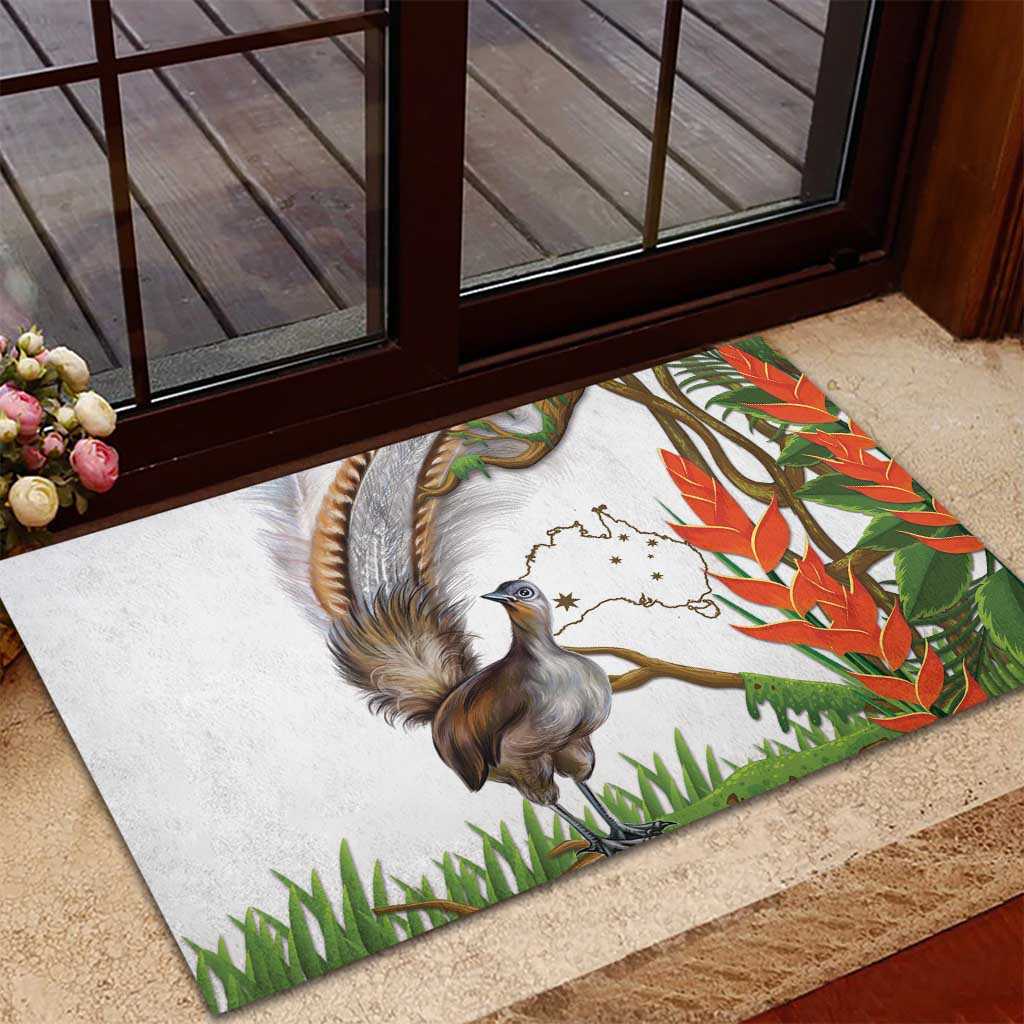Australia Superb Lyrebird Rubber Doormat Aussie Map - Rainforest Vibes