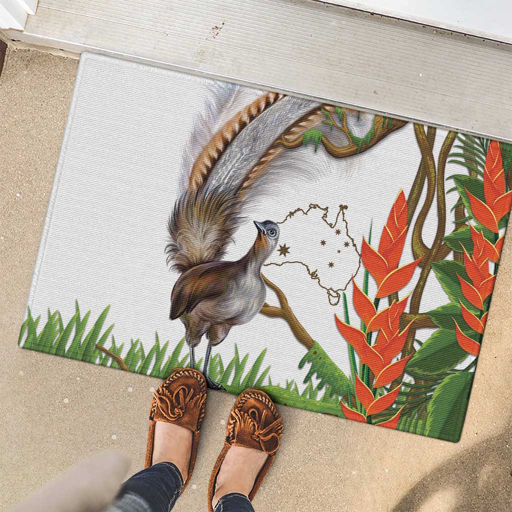 Australia Superb Lyrebird Rubber Doormat Aussie Map - Rainforest Vibes