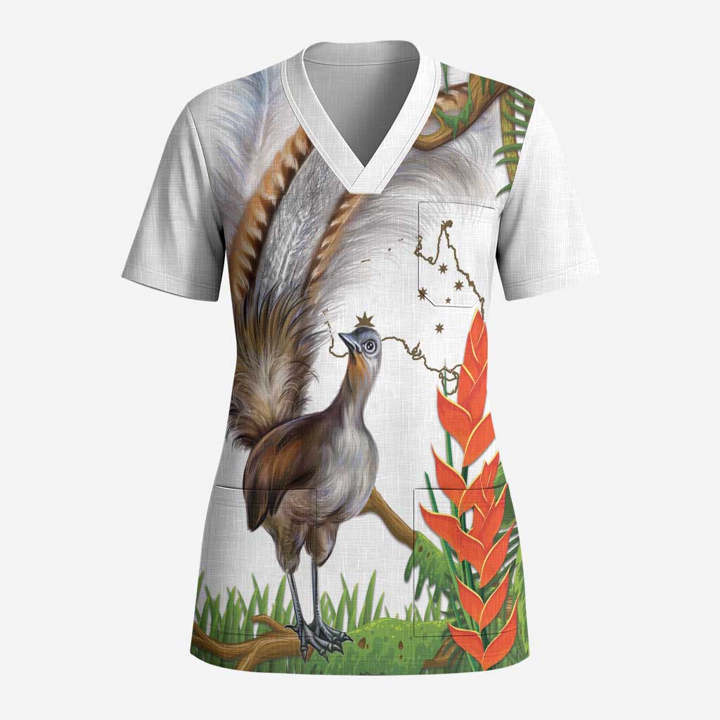 Australia Superb Lyrebird Scrub Top Aussie Map - Rainforest Vibes - Aussie Hoodie