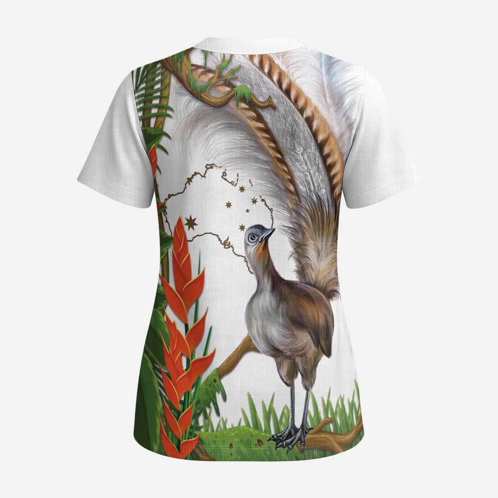 Australia Superb Lyrebird Scrub Top Aussie Map - Rainforest Vibes - Aussie Hoodie