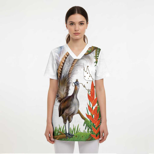 Australia Superb Lyrebird Scrub Top Aussie Map - Rainforest Vibes - Aussie Hoodie