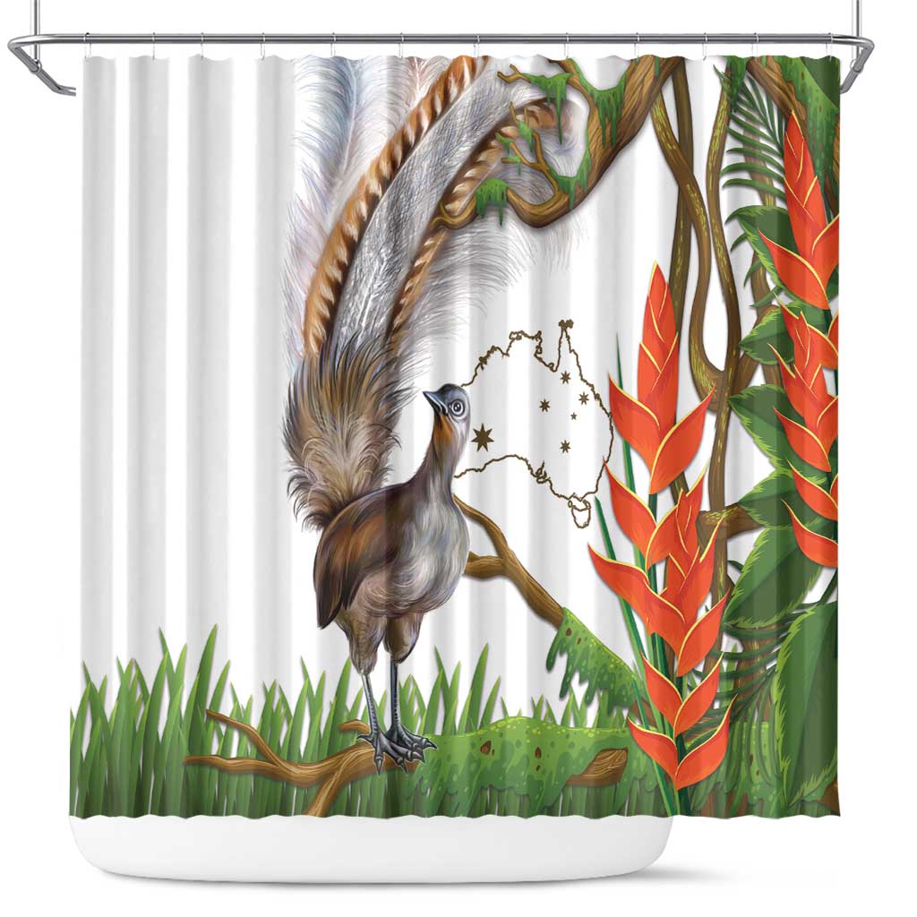 Australia Superb Lyrebird Shower Curtain Aussie Map - Rainforest Vibes