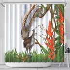 Australia Superb Lyrebird Shower Curtain Aussie Map - Rainforest Vibes