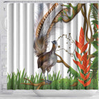 Australia Superb Lyrebird Shower Curtain Aussie Map - Rainforest Vibes