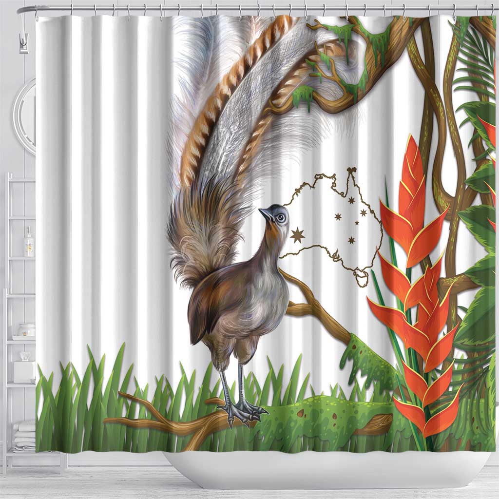 Australia Superb Lyrebird Shower Curtain Aussie Map - Rainforest Vibes