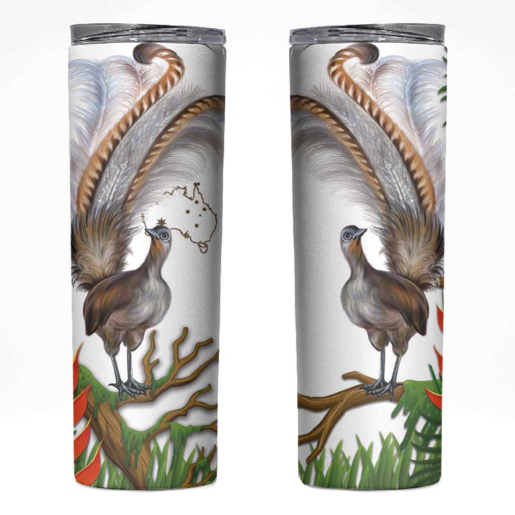Australia Superb Lyrebird Skinny Tumbler Aussie Map - Rainforest Vibes