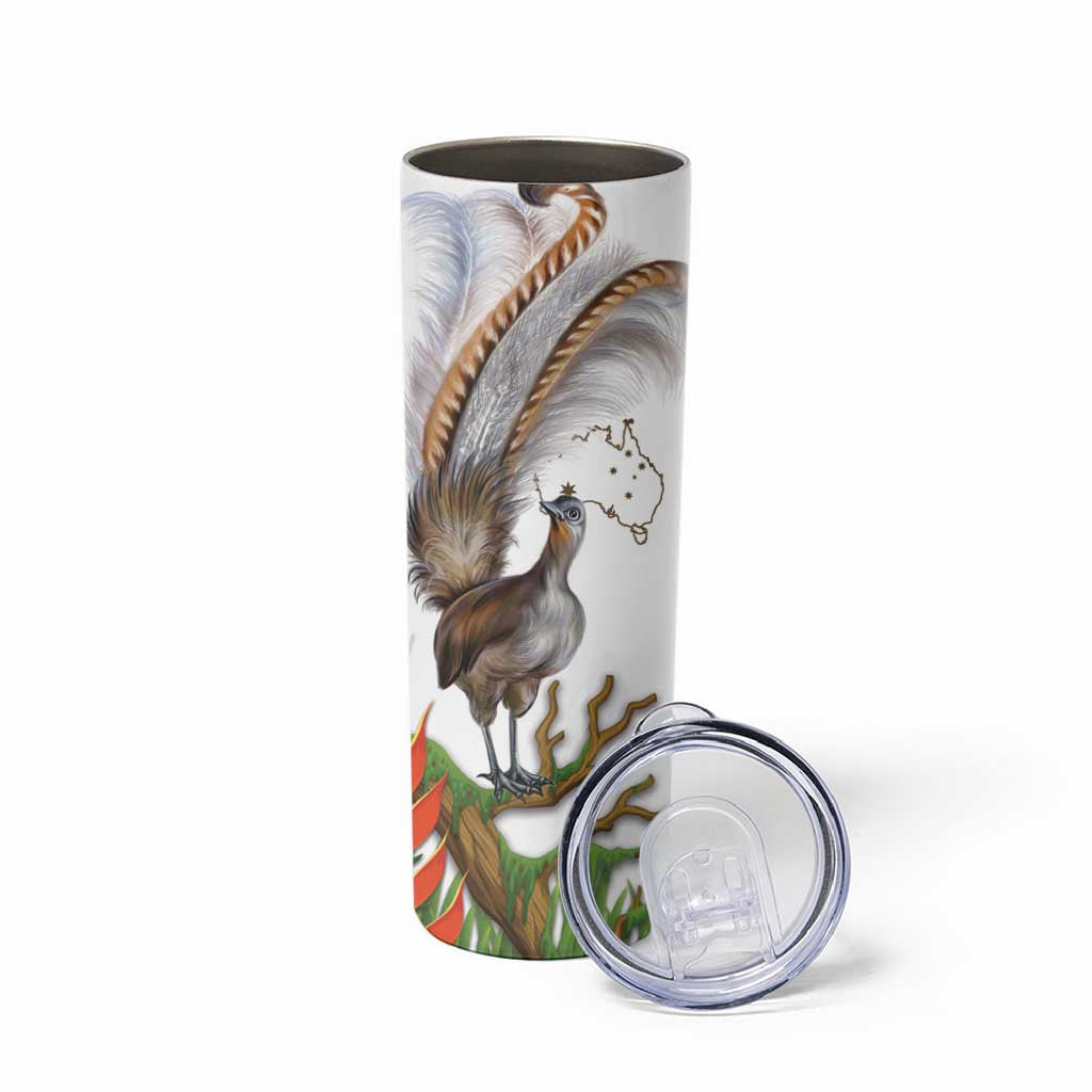 Australia Superb Lyrebird Skinny Tumbler Aussie Map - Rainforest Vibes