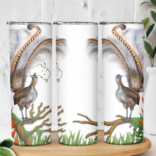 Australia Superb Lyrebird Skinny Tumbler Aussie Map - Rainforest Vibes