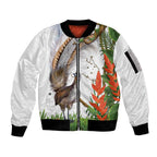 Australia Superb Lyrebird Sleeve Zip Bomber Jacket Aussie Map - Rainforest Vibes