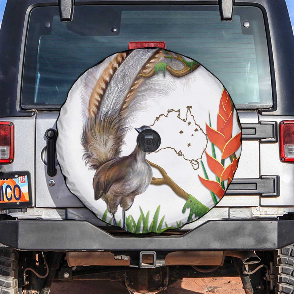 Australia Superb Lyrebird Spare Tire Cover Aussie Map - Rainforest Vibes