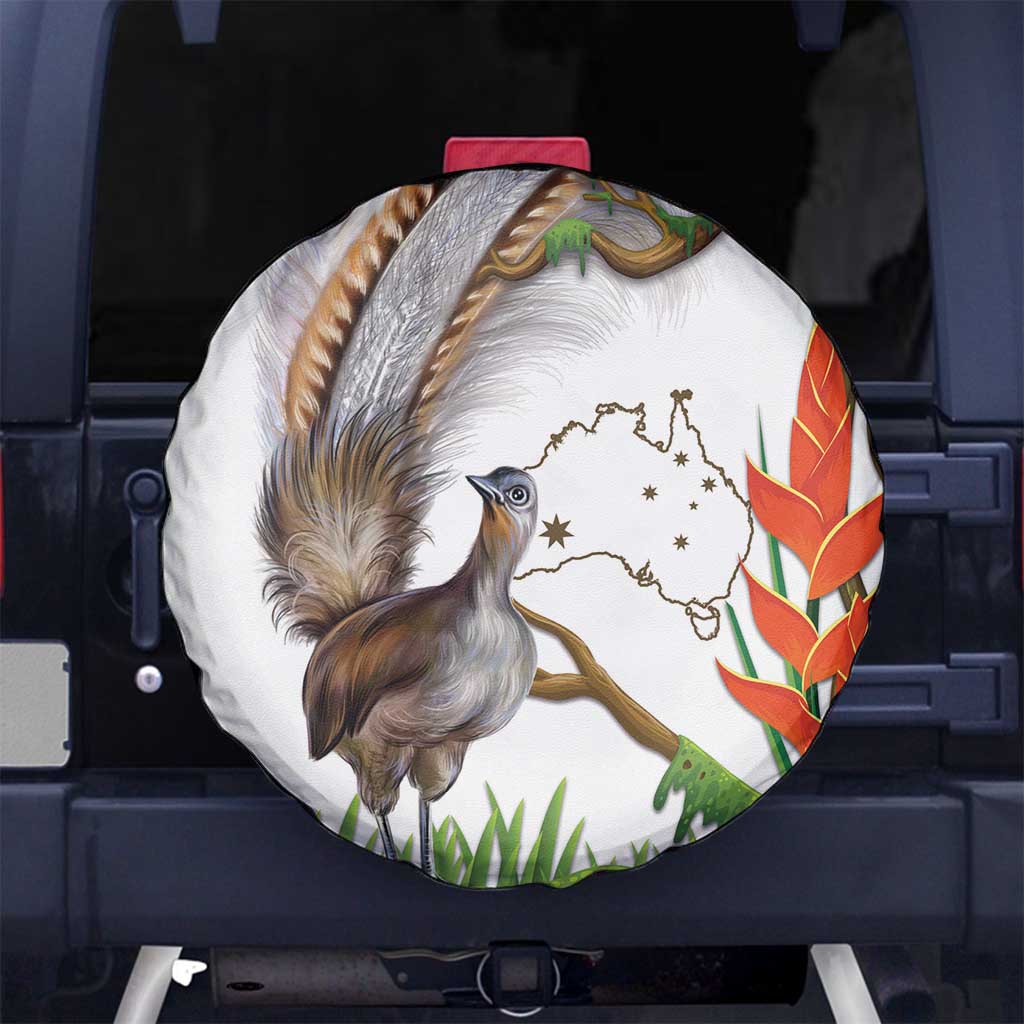 Australia Superb Lyrebird Spare Tire Cover Aussie Map - Rainforest Vibes