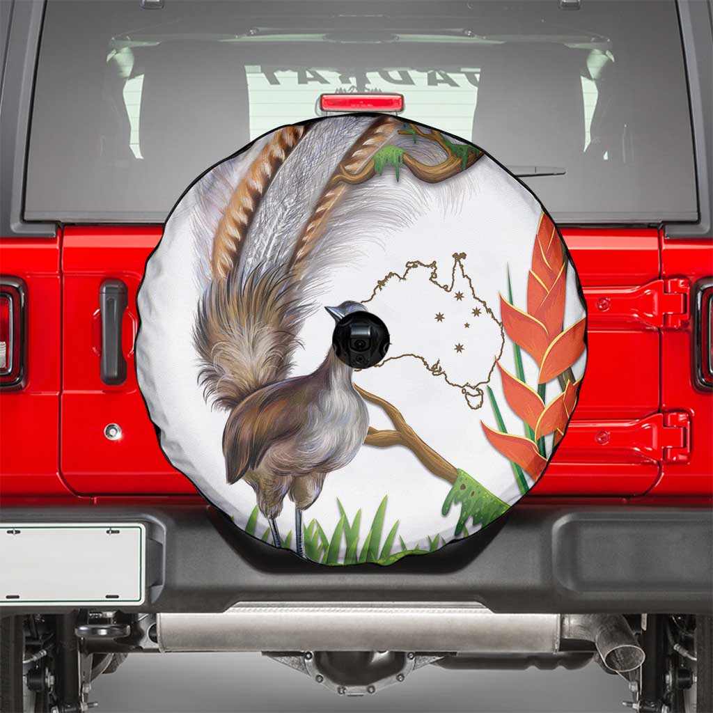 Australia Superb Lyrebird Spare Tire Cover Aussie Map - Rainforest Vibes