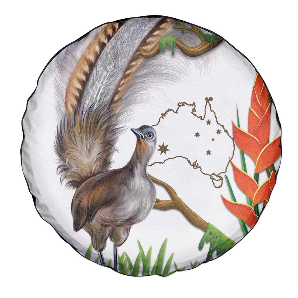 Australia Superb Lyrebird Spare Tire Cover Aussie Map - Rainforest Vibes