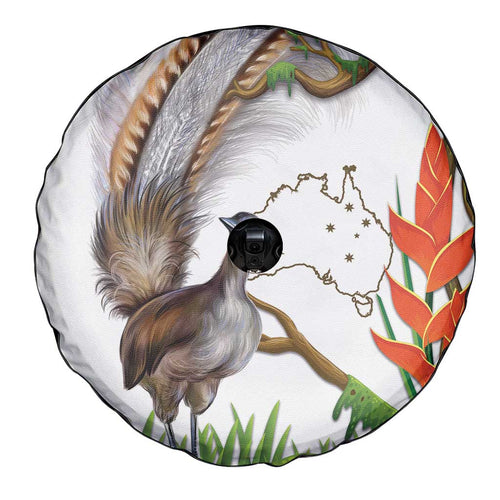 Australia Superb Lyrebird Spare Tire Cover Aussie Map - Rainforest Vibes