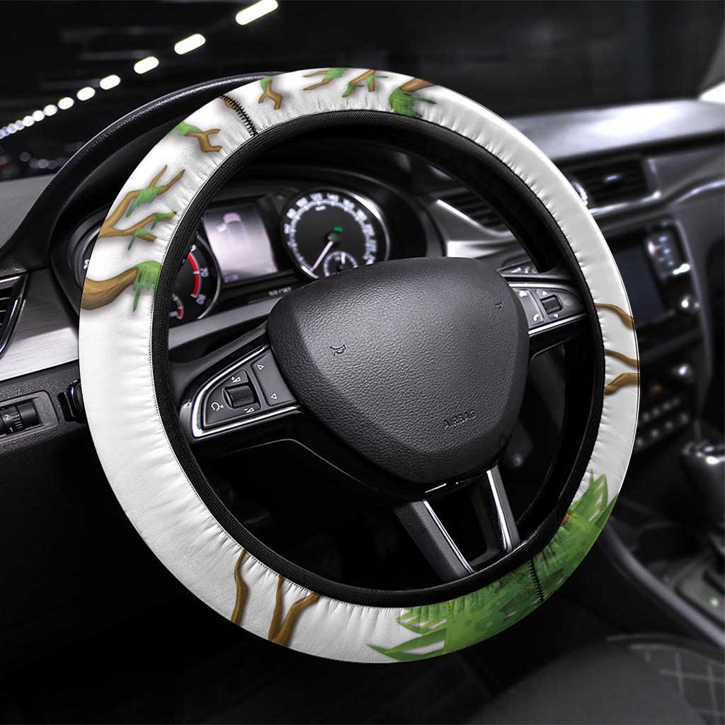 Australia Superb Lyrebird Steering Wheel Cover Aussie Map - Rainforest Vibes