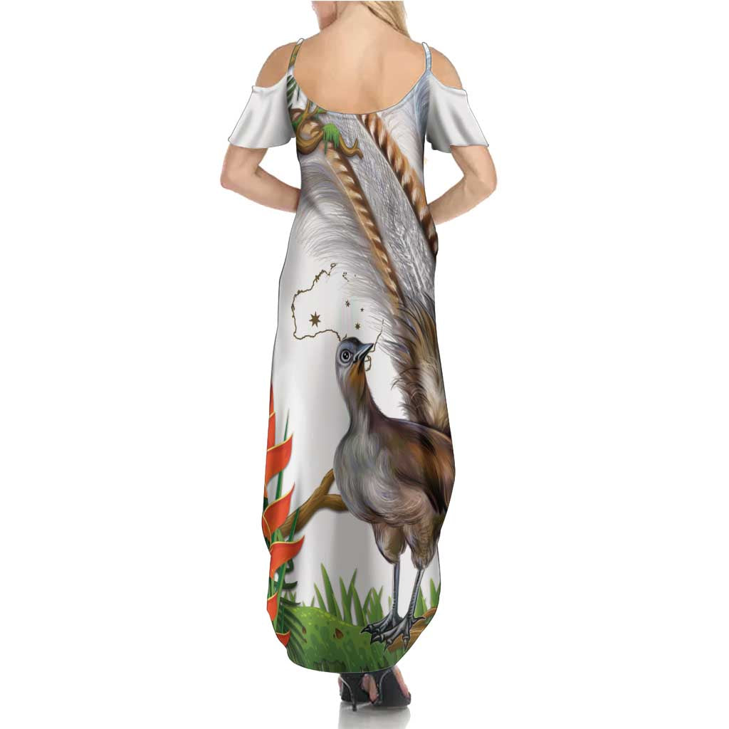 Australia Superb Lyrebird Summer Maxi Dress Aussie Map - Rainforest Vibes