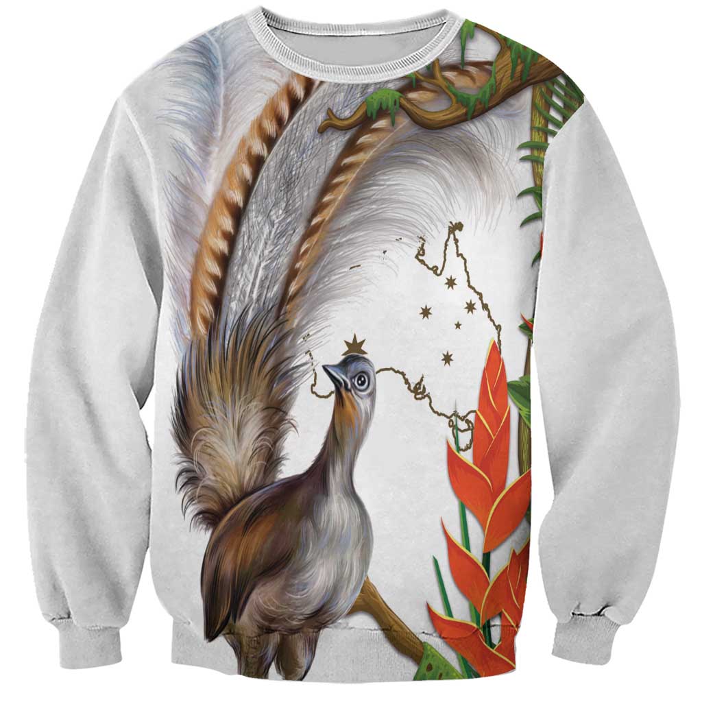 Australia Superb Lyrebird Sweatshirt Aussie Map - Rainforest Vibes