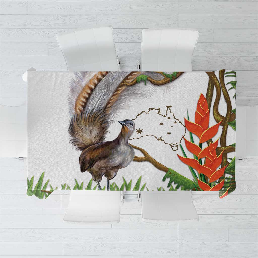 Australia Superb Lyrebird Tablecloth Aussie Map - Rainforest Vibes