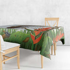 Australia Superb Lyrebird Tablecloth Aussie Map - Rainforest Vibes
