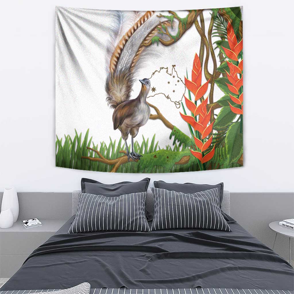 Australia Superb Lyrebird Tapestry Aussie Map - Rainforest Vibes