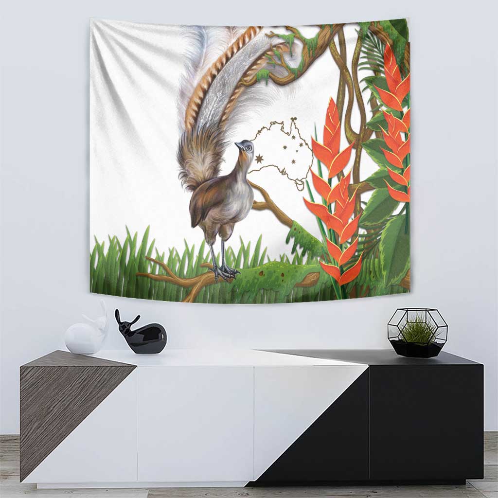 Australia Superb Lyrebird Tapestry Aussie Map - Rainforest Vibes