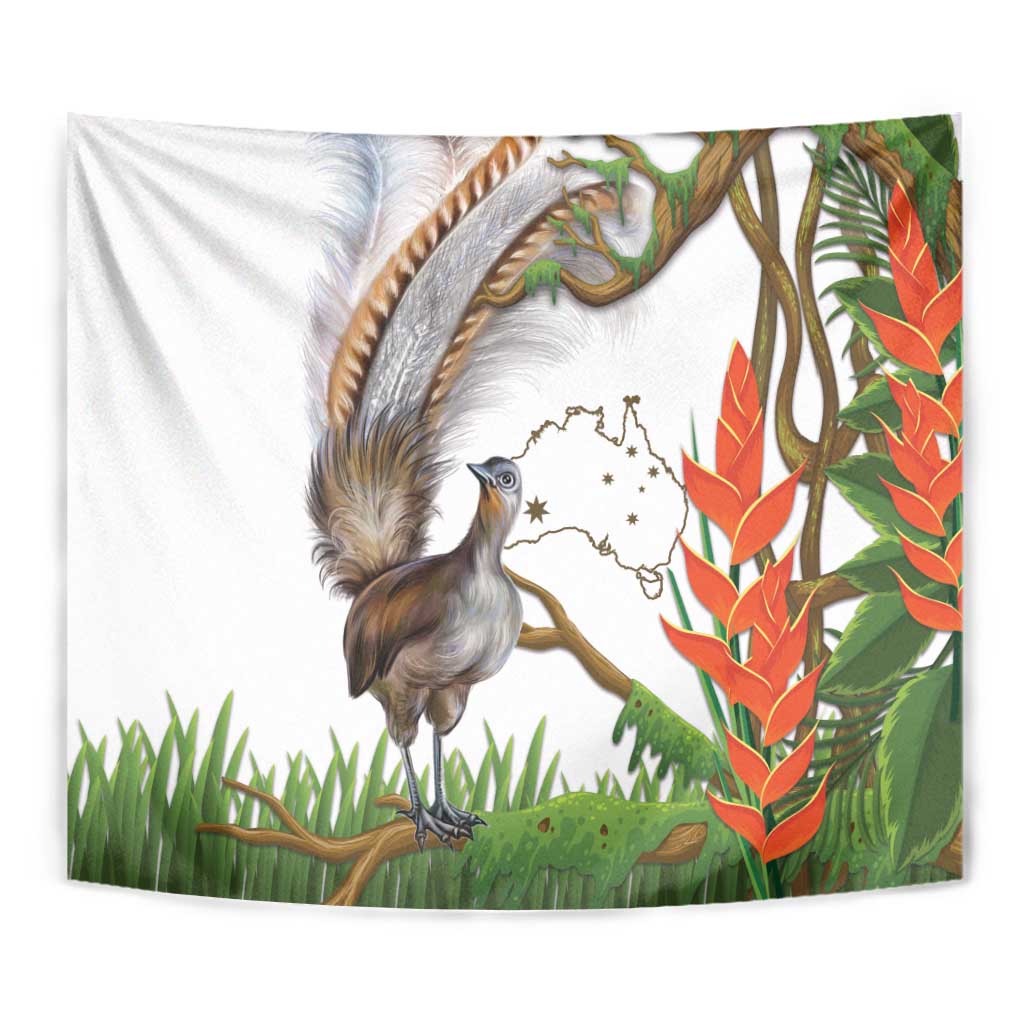 Australia Superb Lyrebird Tapestry Aussie Map - Rainforest Vibes