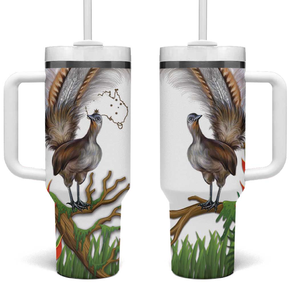 Australia Superb Lyrebird Tumbler With Handle Aussie Map - Rainforest Vibes