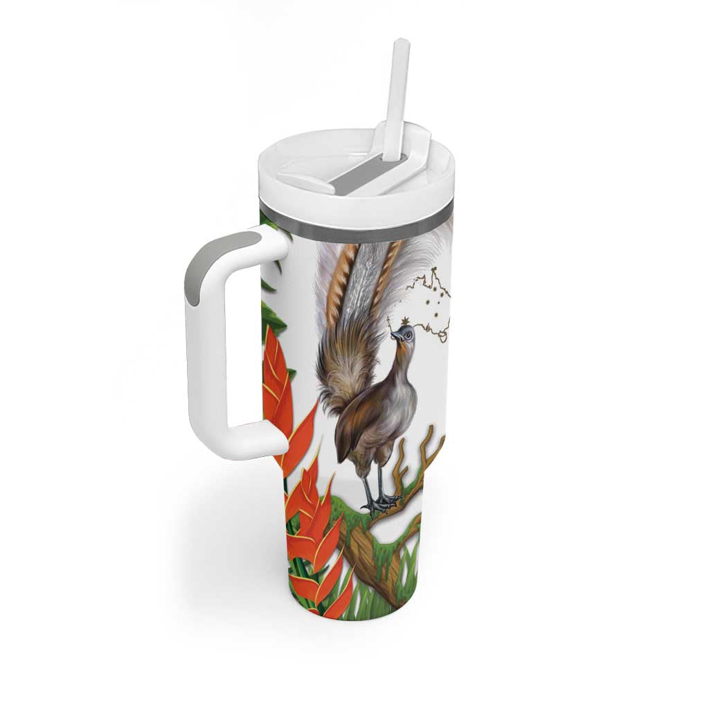 Australia Superb Lyrebird Tumbler With Handle Aussie Map - Rainforest Vibes