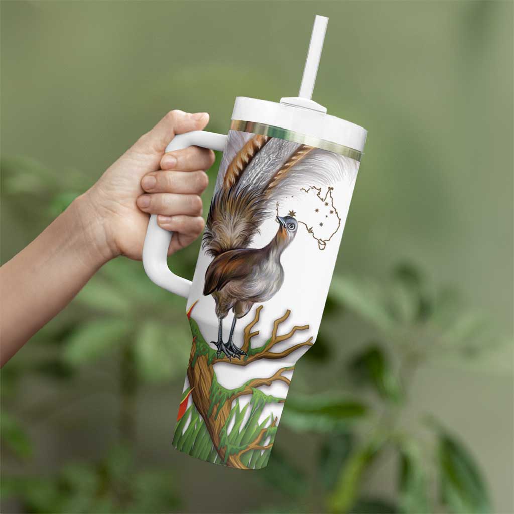 Australia Superb Lyrebird Tumbler With Handle Aussie Map - Rainforest Vibes