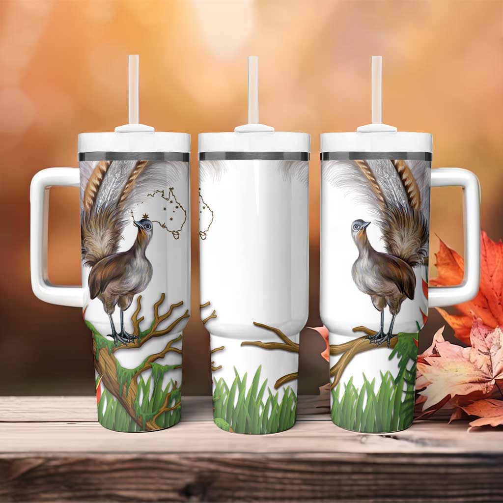 Australia Superb Lyrebird Tumbler With Handle Aussie Map - Rainforest Vibes