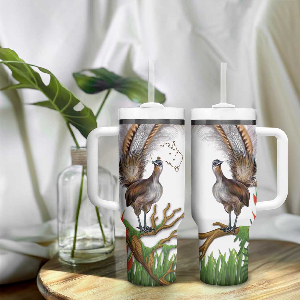 Australia Superb Lyrebird Tumbler With Handle Aussie Map - Rainforest Vibes