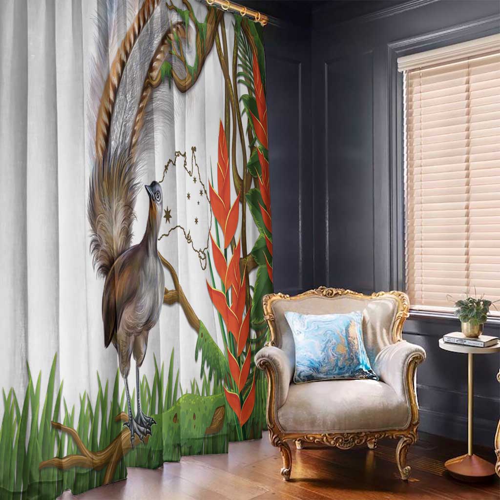 Australia Superb Lyrebird Window Curtain Aussie Map - Rainforest Vibes