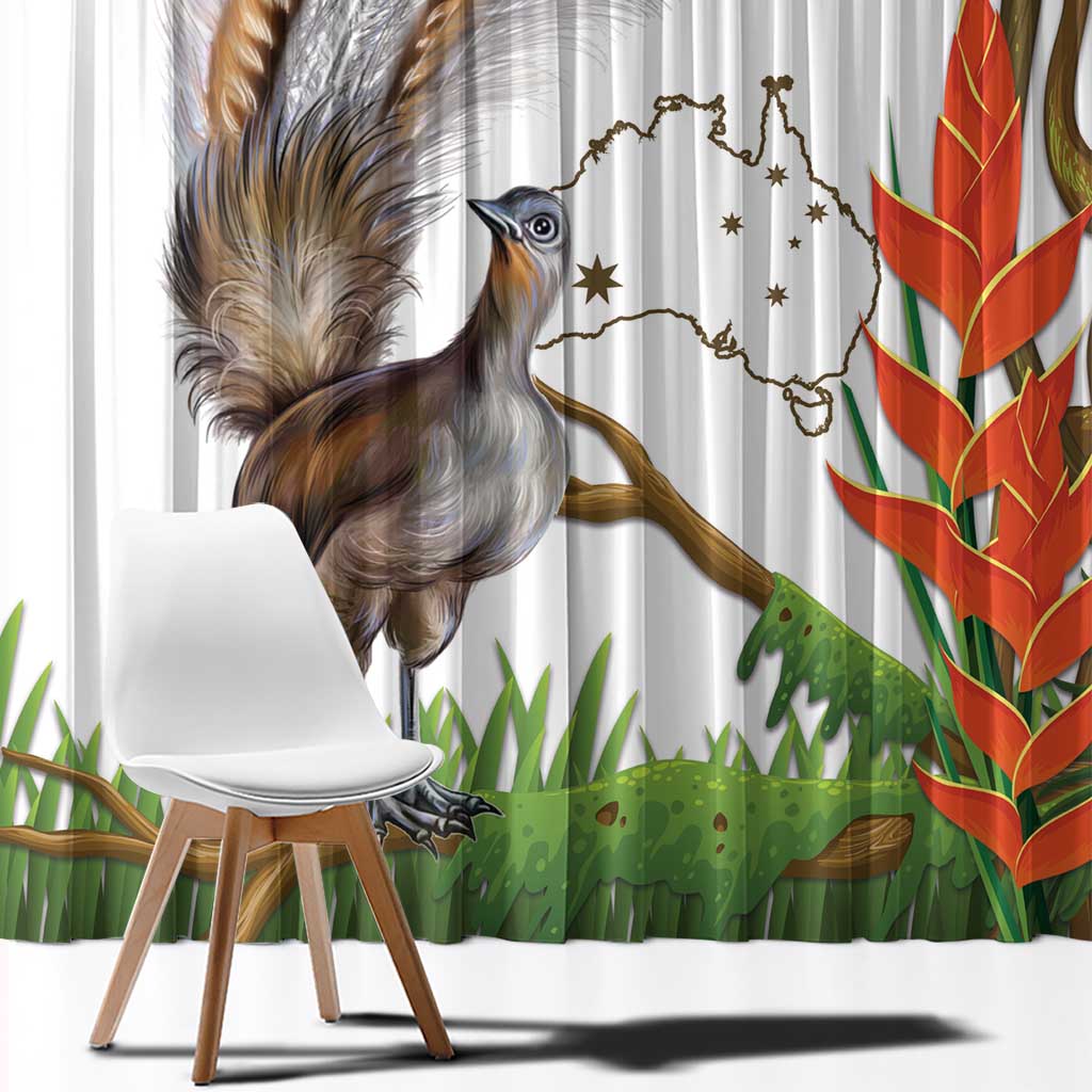 Australia Superb Lyrebird Window Curtain Aussie Map - Rainforest Vibes