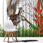 Australia Superb Lyrebird Window Curtain Aussie Map - Rainforest Vibes