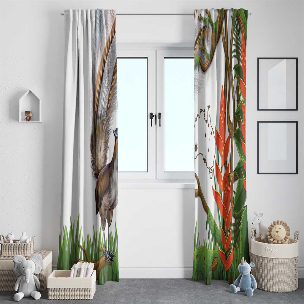 Australia Superb Lyrebird Window Curtain Aussie Map - Rainforest Vibes