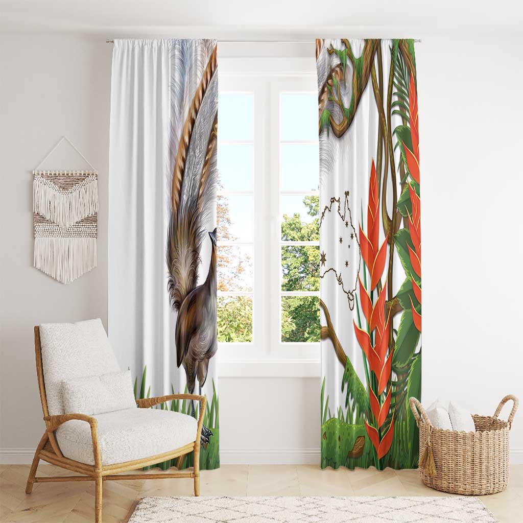 Australia Superb Lyrebird Window Curtain Aussie Map - Rainforest Vibes