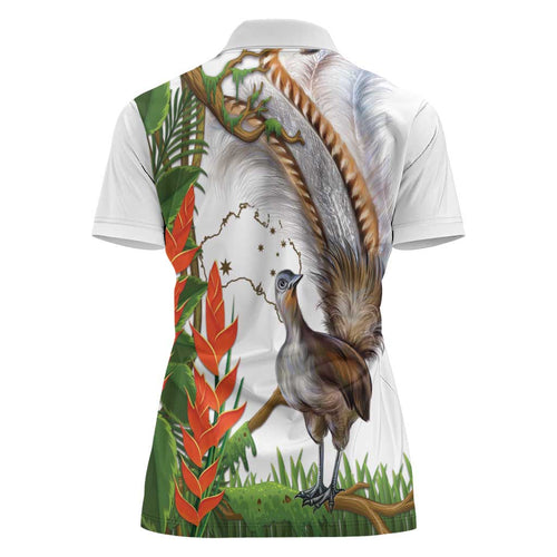 Australia Superb Lyrebird Women Polo Shirt Aussie Map - Rainforest Vibes