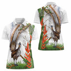 Australia Superb Lyrebird Women Polo Shirt Aussie Map - Rainforest Vibes