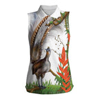 Australia Superb Lyrebird Women Sleeveless Polo Shirt Aussie Map - Rainforest Vibes