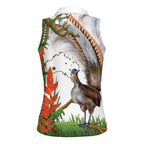 Australia Superb Lyrebird Women Sleeveless Polo Shirt Aussie Map - Rainforest Vibes